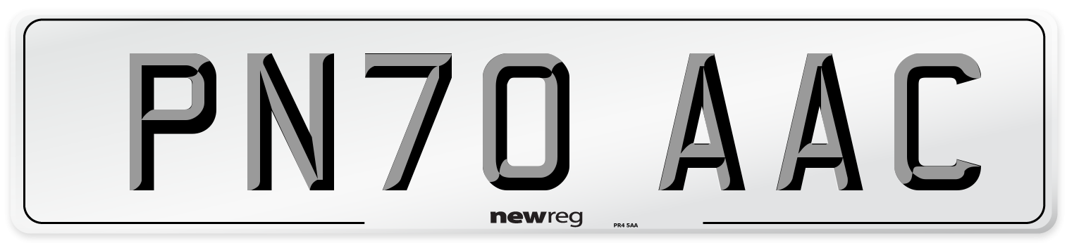 PN70 AAC Number Plate from New Reg